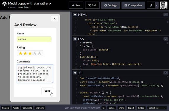 CodePen Review Form