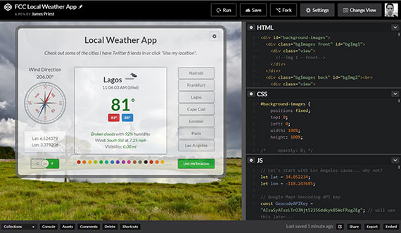 Weather App on CodePen screenshot