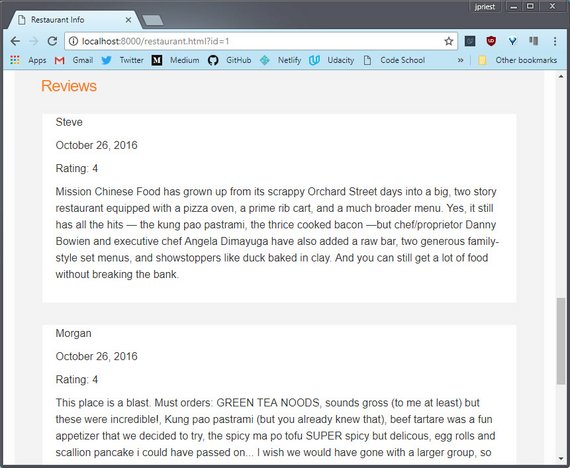 Detail restaurant page: reviews with flow layout